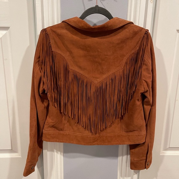 BNWT !! SPELL AND THE GYPSY LEATHER SUEDE RIDER TASSEL FRINGE JACKET 🧥 tobacco - Picture 7 of 14